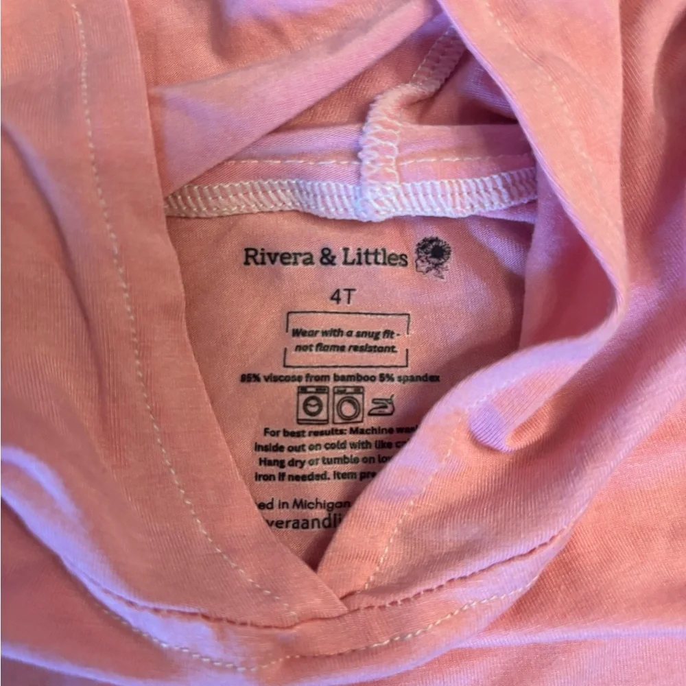 Rivera & Littles Bamboo Hooded Top + Drawstring Pants Pink & Forest Print, 4T